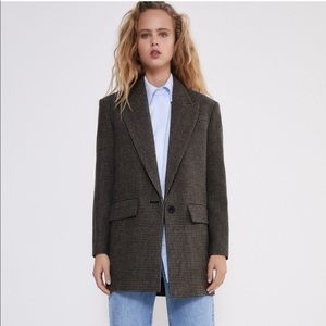 NWT ZARA Houndstooth Wool Blazer